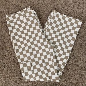 Tan Checkered Cargo Pants